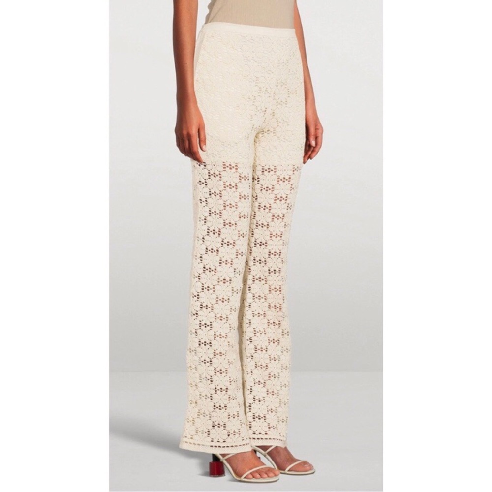Jil Sander Cream Crochet Wide-Leg Pants